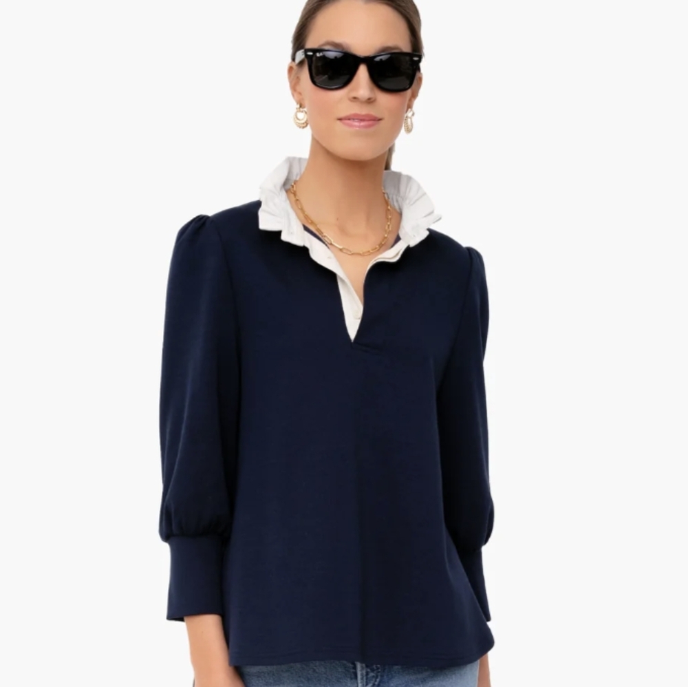 Tuckernuck Pomander Place Navy Charlotte Terry Top